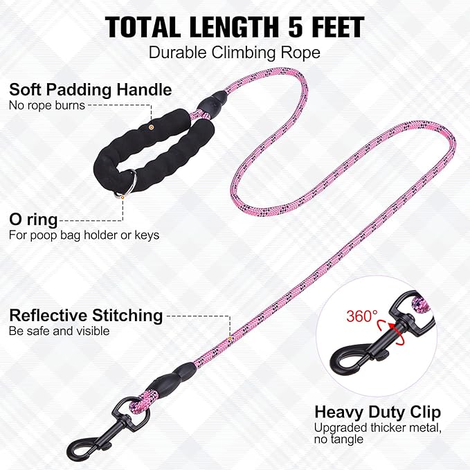 BEAUTYZOO Small Dog Harness and Leash Set, Step in No Chock No Pull Soft Mesh Dog Harnesses Reflective for Small Medium Puppy Dogs and Cats, Plaid Dog Vest Harness for S M Pets, Light Pink M