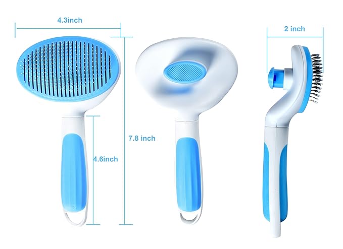 Self-Cleaning Slicker Brush for Pet Grooming - Massaging Tool for Long and Short Hair, Gently Removes Loose Undercoat and Mats