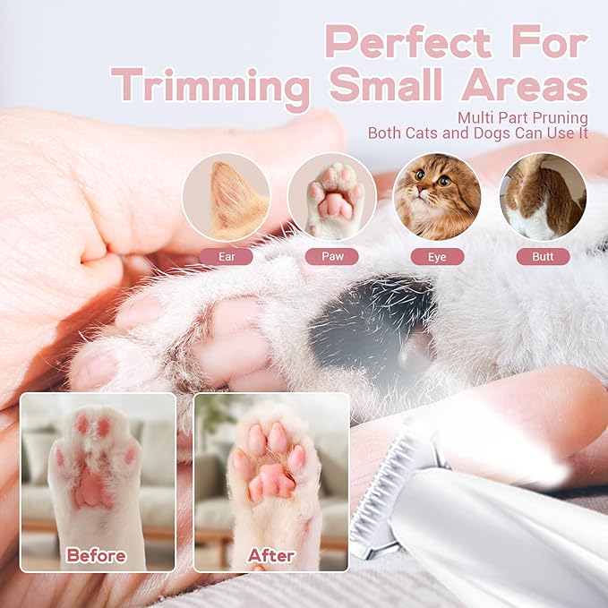 Notdusk Paw Trimmer, Electric Dog & Cat Trimmer, Rechargeable, LED Light, Waterproof, Low Noise