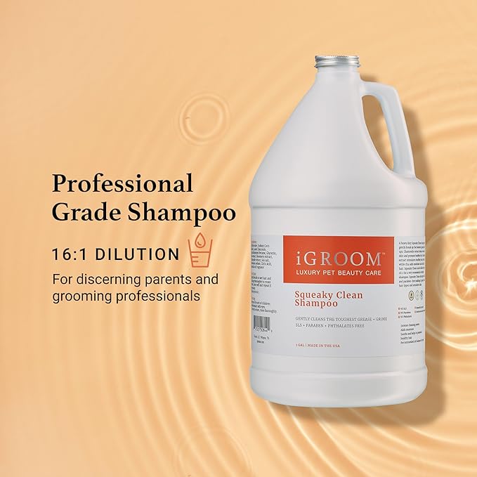 iGroom Squeaky Clean Dog Shampoo, Luxury Pet Beauty Care, Intense Cleaning Power, Chamomile Extracts Sooth Skin, Made in USA (1 GAL)