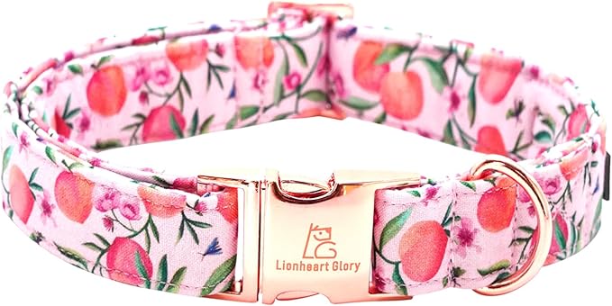Lionheart glory Pink Dog Collar Peach Dog Collar Girl Soft Durable Adjustable Collar Spring Collar Dog for Large Dogs