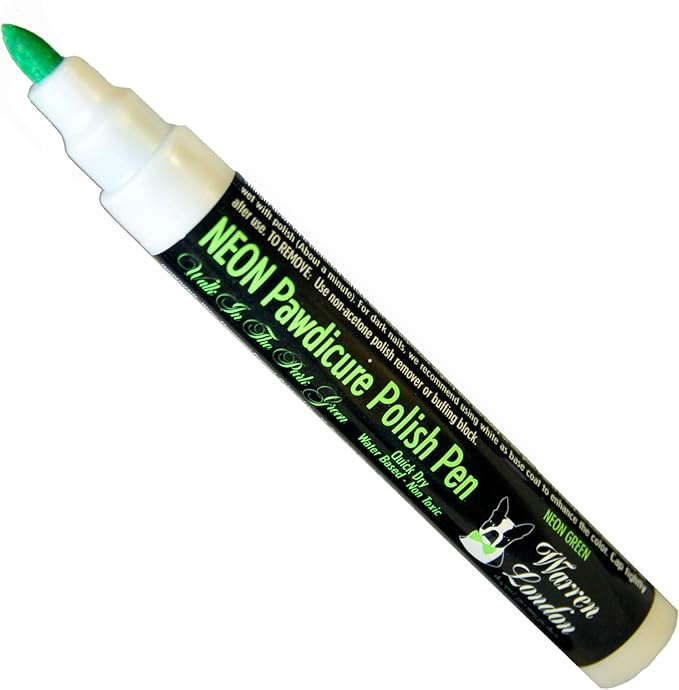 Warren London Pawdicure Dog Nail Polish Pens | Made in USA | Quick Dry, Low Odor, Non-Toxic Dog Accessories | Ideal for Dog Birthday, Dog Costume | 13 Colors | Neon Green