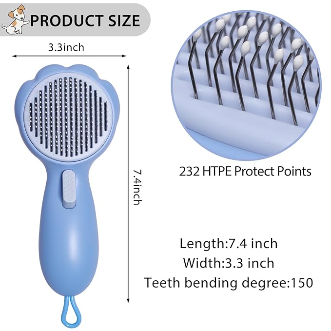 LIONROGE Cat Grooming Glove Brush,Self-Cleaning Slicker Pet Brush for Short and Long Haired Pets,Dog Bath Brush for Shedding and Grooming,Removes Loose Hair and Tangles,Promote Circulation