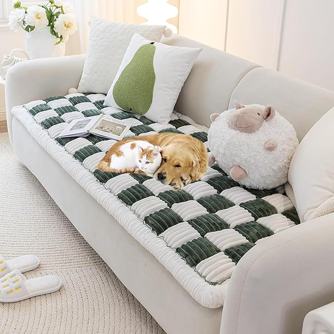 Pet Couch Cover, Couch Cover for Dogs Washable,Durable Pet Couch Covers for Sofa,Pet Friendly Sofa Protector, Large Dog Furniture Shield, Easy Clean Dog Couch Cover(27.6X82.7In,Green)