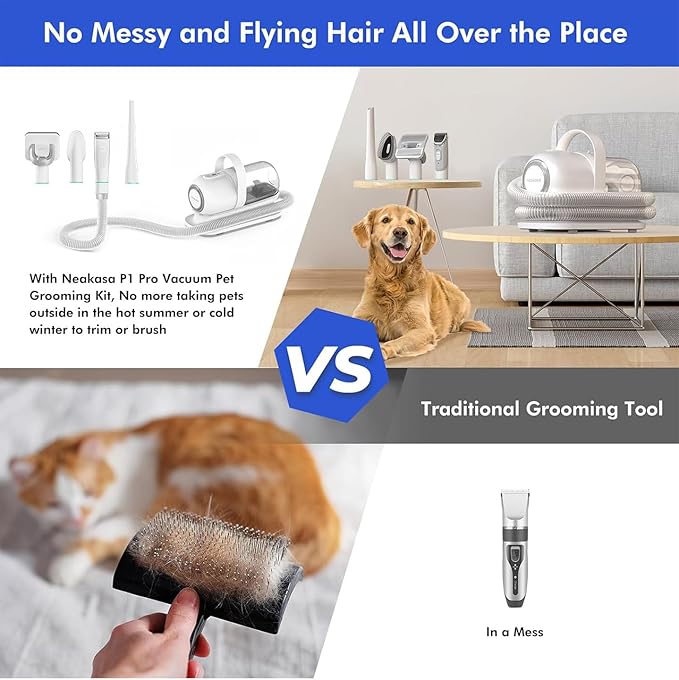 Neakasa by neabot P1 Pro Pet Grooming Vacuum Suction 99% Pet Hair, Dog Grooming Kit with 5 Professional Grooming Shedding Tools for Dogs Cats and Other Animals