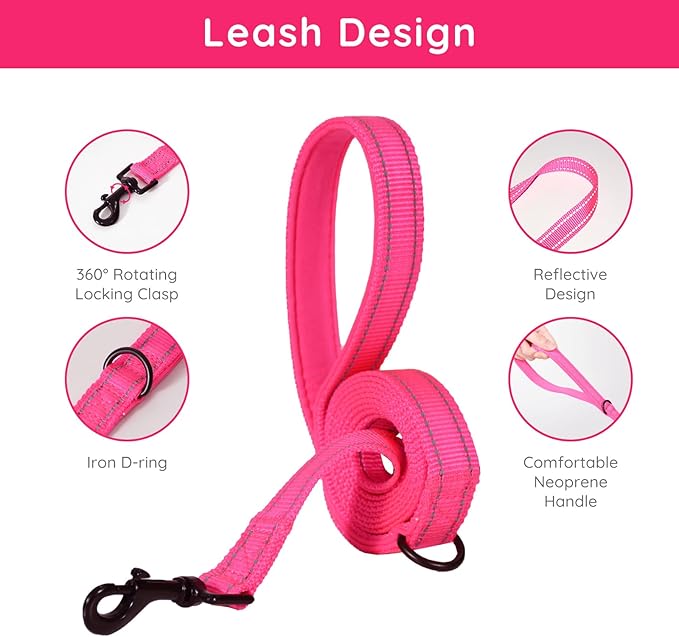 BELLA & PAL Puppy Harness with Leash Set, Dog Harness for Small Dogs No Pull, Dog Leash for Small Dogs, Step in Harness for Extra Small Dogs, Hot Pink Harness, S