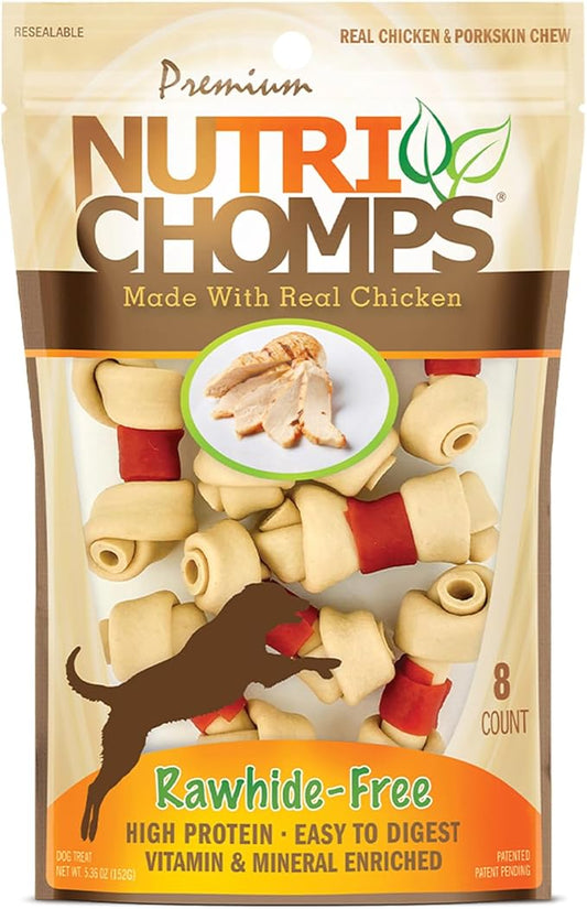 NutriChomps Dog Chews, 2.5-inch Knots, Easy to Digest, Long Lasting, Rawhide-Free Dog Treats, 8 Count, Real Chicken flavor