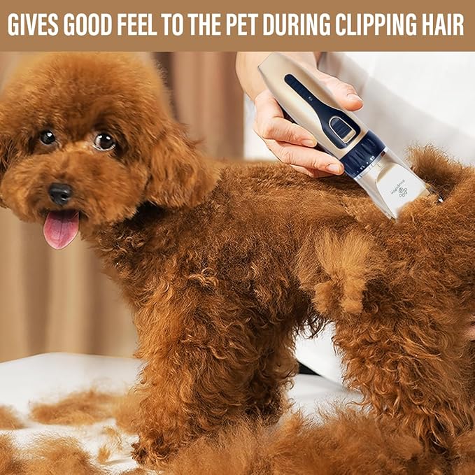 Grooming Kit for Dogs at Home - Rechargeable Low Noise Cat and Dog Shavers & Clippers for Grooming Thick Hair - Cordless Grooming Clippers Includes Pet Hair Clippers, Nail Trimmer, Shears & Bath Brush