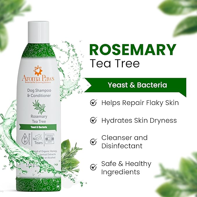 Dog Shampoo – Cleansing Wash, Conditioning, Moisturizing – Healthy Ingredients – Aromatic Grooming Puppy Shampoo – Tearless Cleaner, Rosemary Tea Tree