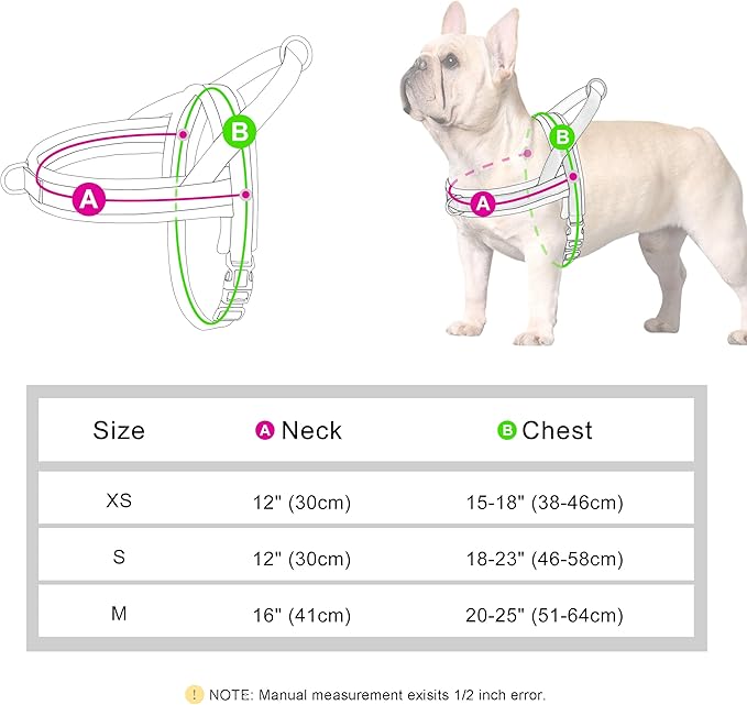 Beirui No Pull Dog Harness for Small Medium Dogs Puppies, Soft Neoprene Quick Fit Harness with Durable Front Clip & Back Clip, Lightweight Easy for Daily Walking (Striped Orange,S)