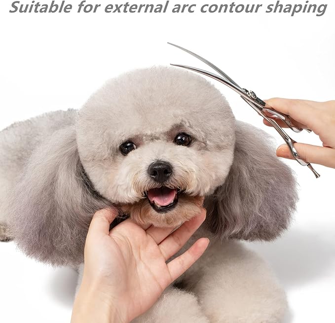 High-end Professional Dog Grooming Curved Scissors Pet Curved Shears 7.5 Inches Extremely Very Sharp Made Of Advanced Stainless Steel Alloy By Hand For Dog Cat And Horse Breeder