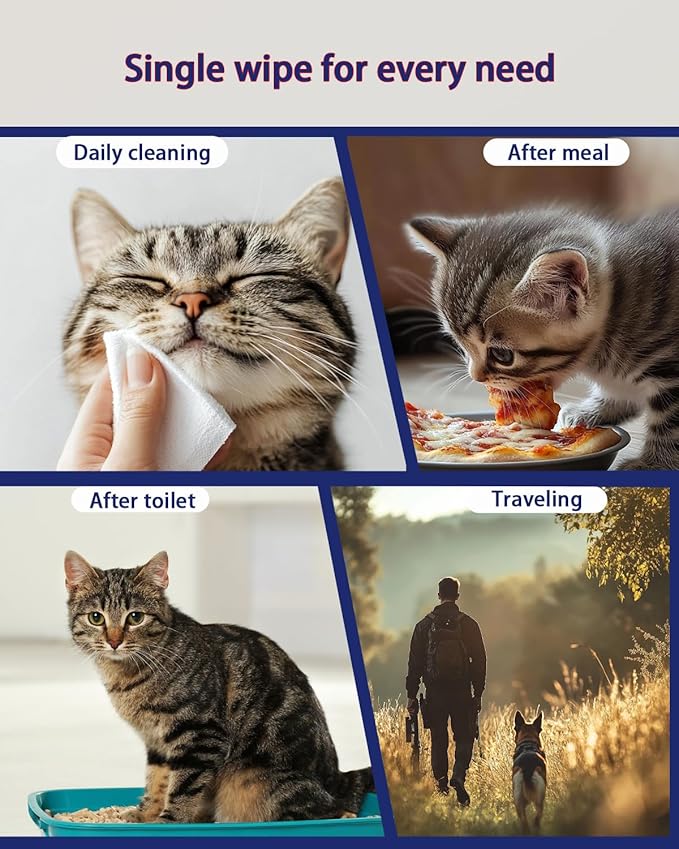 Dog Wipes for Paws and Butt – 4 Pack (320 Ct) Unscented Pet Wipes for Dogs & Cats – Extra Thick, Hypoallergenic & Lint-Free Cleaning Wipes for Face, Ears, and Sensitive Areas – Travel & Home Use