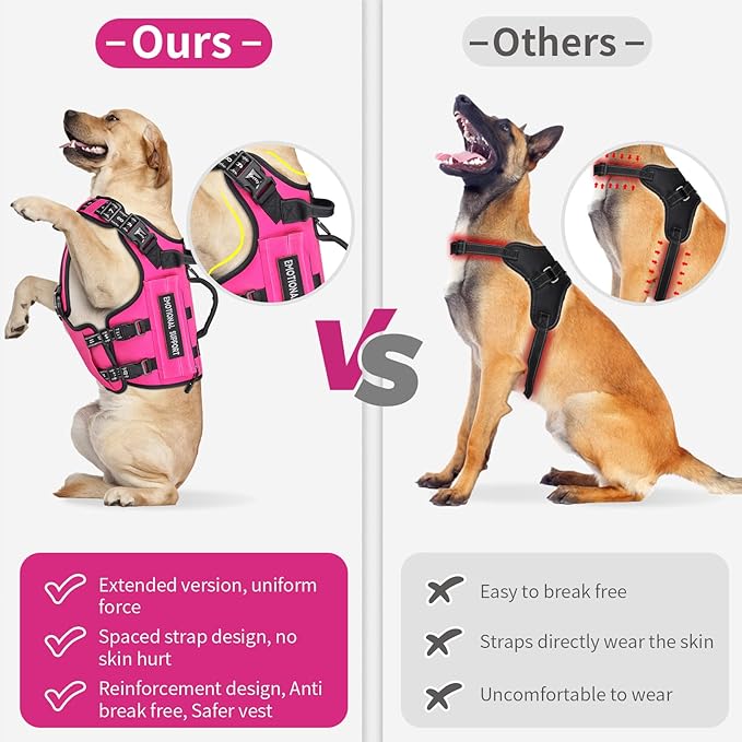Kastty Dog Harness Premium Quality - Tactical Dog Harness for Medium Large Dogs No Pull - Reflective Service Dog Harness with Pockets - Adjustable& Comfortable Dog Harness for Training or Walking