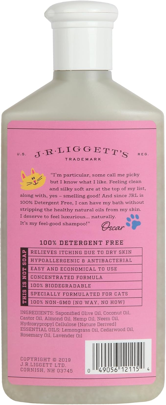 J·R·LIGGETT'S Cat Liquid Shampoo Great for Sensitive Skin | Relieves Dry, Itchy Skin | Hypoallergenic Formula | 100% Detergent-Free and Clear Shampoo, 100% Ecologically Correct, Non-GMO, 8.45 oz.