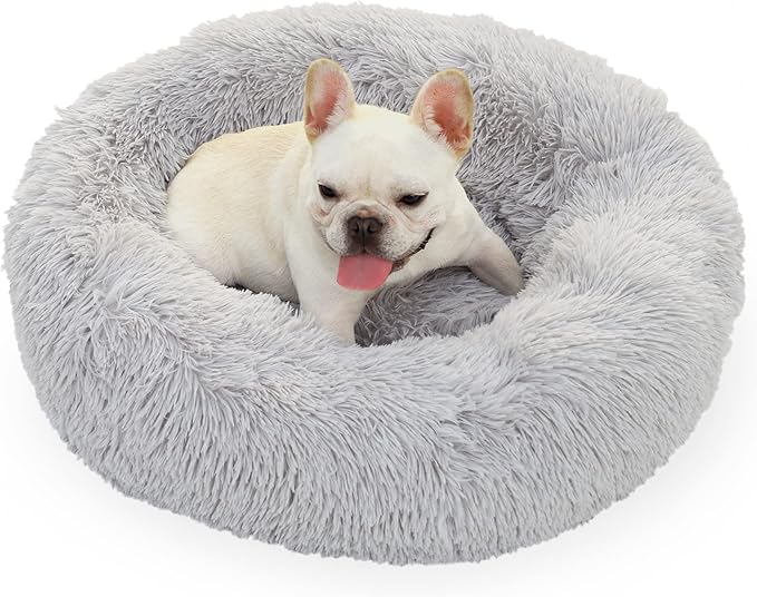 nononfish Dog Beds for Medium Dogs Washable,28 inches Gray Calming and Anti Anxiety Fits up to 45 lbs Pets Beds for Medium Dog.