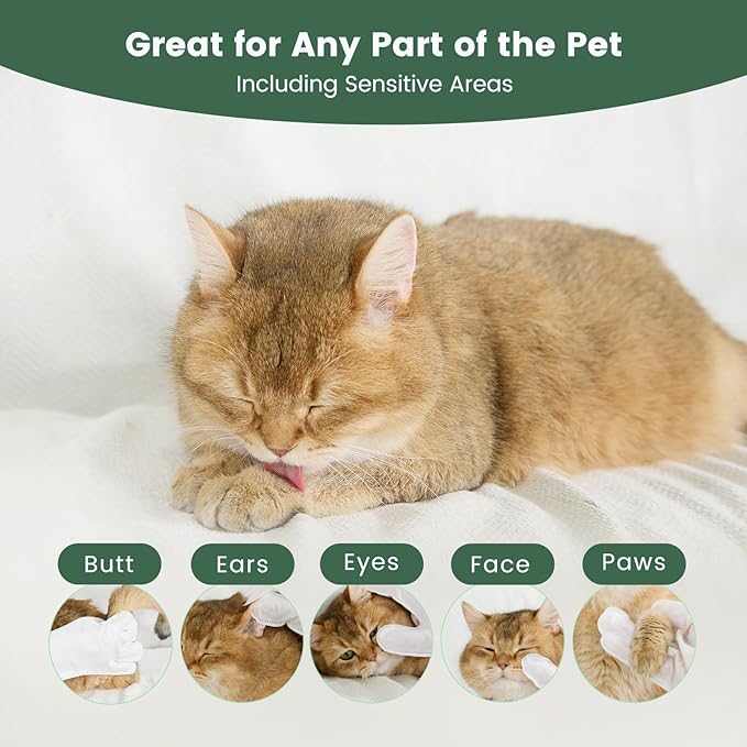 Gardner Pet Extra Thick Pet Glove Wipes for Dogs and Cats, Dog Wipes Cleaning Deodorizing Bath Wipes, Dog Wipes for Paws and Butt, Grooming Cat Wipes, Puppy Wipes, Unscented 24 PCS