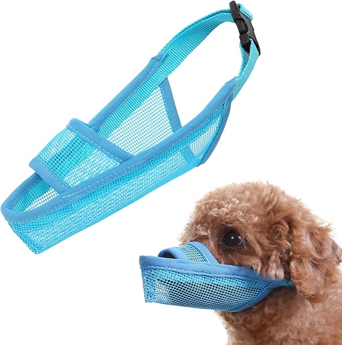 Crazy Felix Nylon Dog Muzzle for Small Medium Large Dogs, Air Mesh Breathable and Drinkable Pet Muzzle for Anti-Biting Anti-Barking Licking (XXXS, Blue)