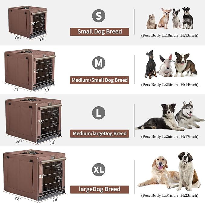 DONORO Dog Crates Kit for Small Size Dogs Indoor with Dog Crate Cover, Double Door Dog Kennels & Houses for Puppy and Cats, Collapsible Metal Contour Dog Cages