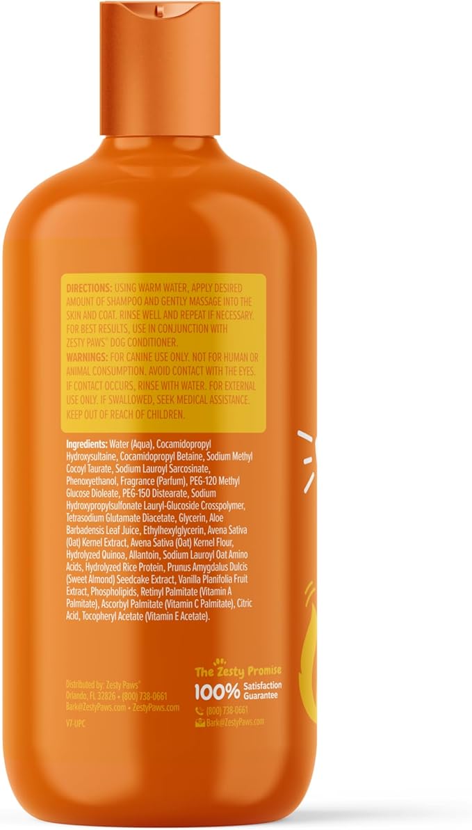 Dog Shampoo with Oatmeal & Aloe Vera - Grooming Pet Wash for Itchy & Sensitive Skin + Dandruff & Coat - Gentle Anti Itch Formula - Vanilla Bean Scent - 16 OZ