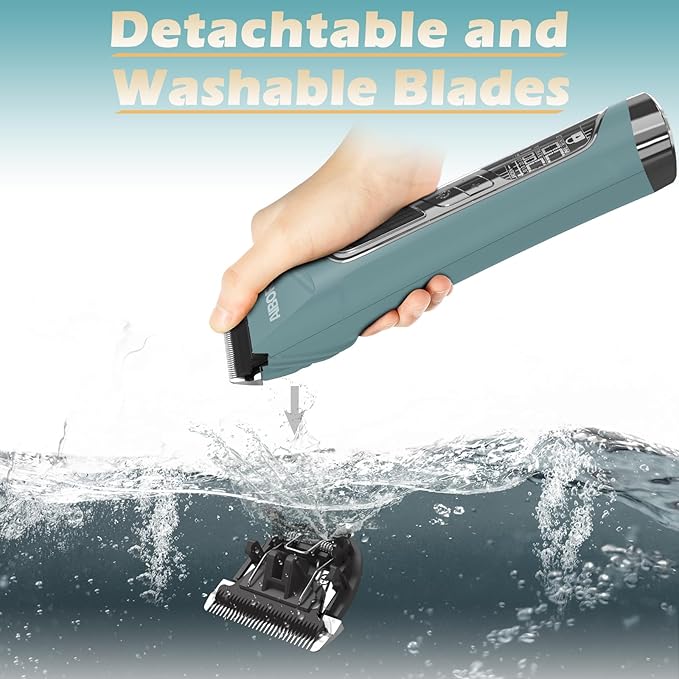 Dog Clippers Low Noise, 5-Speed Quiet Dog Grooming Kit High Power Rechargeable Cordless Electric Pet Hair Clippers Trimmer Shaver for Small and Large Dogs Cats