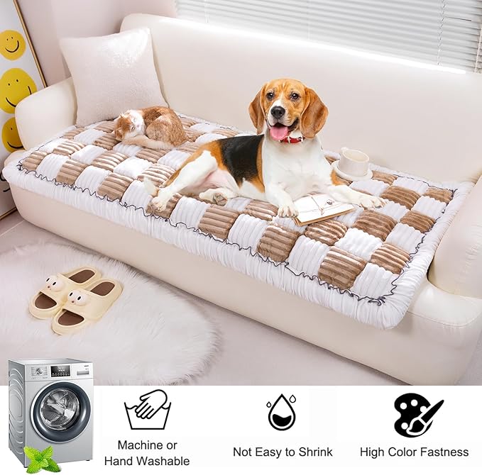 Pet Couch Cover, Couch Cover for Dogs Washable,Durable Pet Couch Covers for Sofa,Pet Friendly Sofa Protector, Large Dog Furniture Shield, Easy Clean Dog Couch Cover(27.6X59In,Light Coffee)