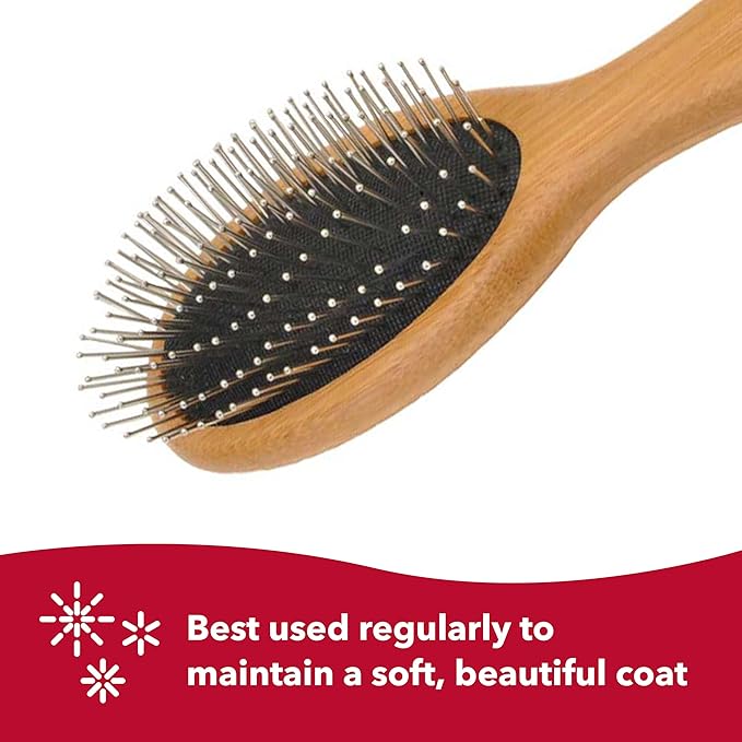Coastal Pet Safari Wire Pin Dog Brush with Bamboo Handle - Large - General Dog Grooming Brush for Short and Long Hair - Eco-Friendly Handle