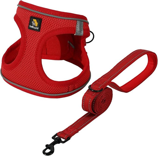 BELLA & PAL Puppy Harness with Leash Set, Dog Harness for Small Dogs No Pull, Dog Leash for Small Dogs, Step in Harness for Extra Small Dogs, Red Harness, M