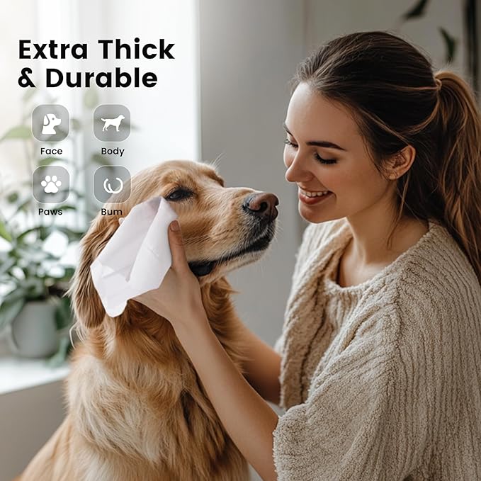 Gardner Pet Bamboo Dog Wipes for Paws and Butt, Dog Face Wipes Cleaning Deodorizing, Soothing Anal Gland Pets Wipes with Coconut Oil, Extra Thick Cat Wipes, Puppy Wipes, Unscented 200 Count