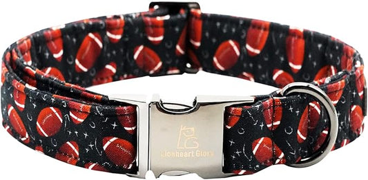 Lionheart glory Dog Collar Rugby Print Dogs Collar Boy Cute Collars Dog Soft Durable Adjustable Comfortable Handmade Dog Collars for Large Dogs Pet Collar Gift
