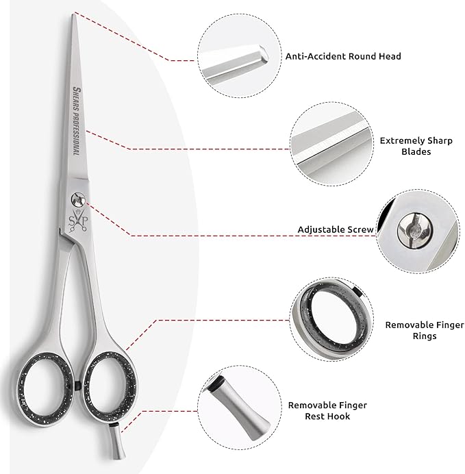 Professional Barber Scissor for Hair Cut Styles Hair Cutting Scissors, All Purpose 4.5 Inch Stainless Steel, Sharp Edge Blades, Dog Grooming Scissors,Hairdressing Texturizing Salon Razor Edge Scissor