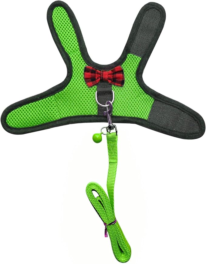 Rypet Small Animal Harness and Leash - Soft Mesh Small Pet Harness with Safe Bell, No Pull Comfort Padded Vest for Small Pet Green S