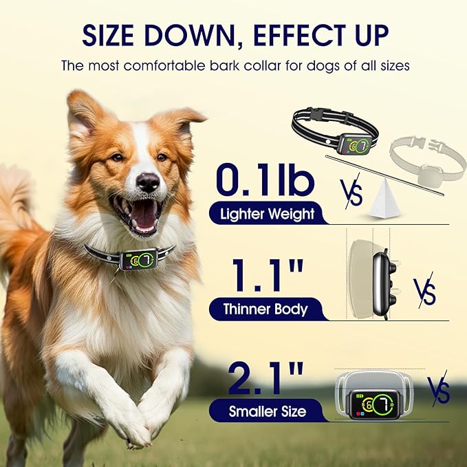 Dog Bark Collar 2 Pack, Smart Bark Collar for Small Medium Large Dogs, Safe & Humane Dog Barking Collar, Automatic Anti Bark Collar with Adjustable Beep Vibration Modes and 7 Sensitivity,Black