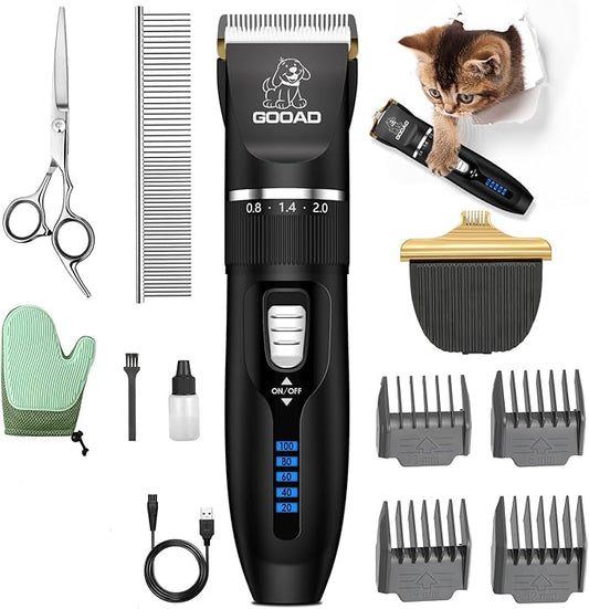 Cat Clippers for Matted Hair, Cat Grooming Kit, Cordless Cat Shaver for Long Hair, Low Noise Paw Trimmer, Cat Hair Trimmer for Grooming,Quiet Pet Hair Clippers Tools for Cats Dogs (Black)