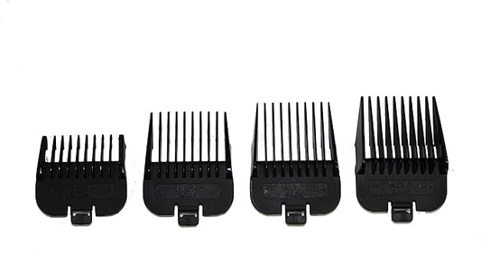 Andis 4 Piece Animal Comb Set; Sizes: 1/8", 1/4", 3/8", 1/2", Black, 21318, (pack of 4)