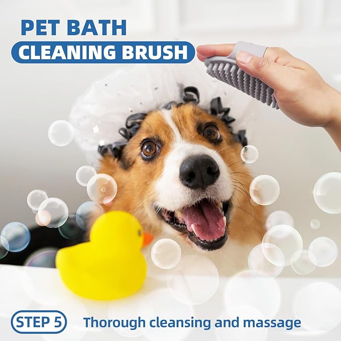 Dog Brush for Shedding, 7 PCS Pet Grooming Kit including Dog Grooming Brush, Deshedding Tool, Dematting Comb, Nail Clipper, Bath Brush for Long & Short Haired Dogs, Cats - Blue