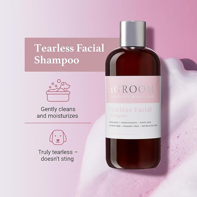 iGroom Tearless Facial Dog Shampoo, Luxury Pet Beauty Care, Ultra Mild to Eyes, Restore Skins Natural Moisture, Made in USA, Gallon