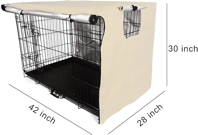 kefit Dog Crate Cover 42 inch, Kennel Cover for Dog Cage, Beige