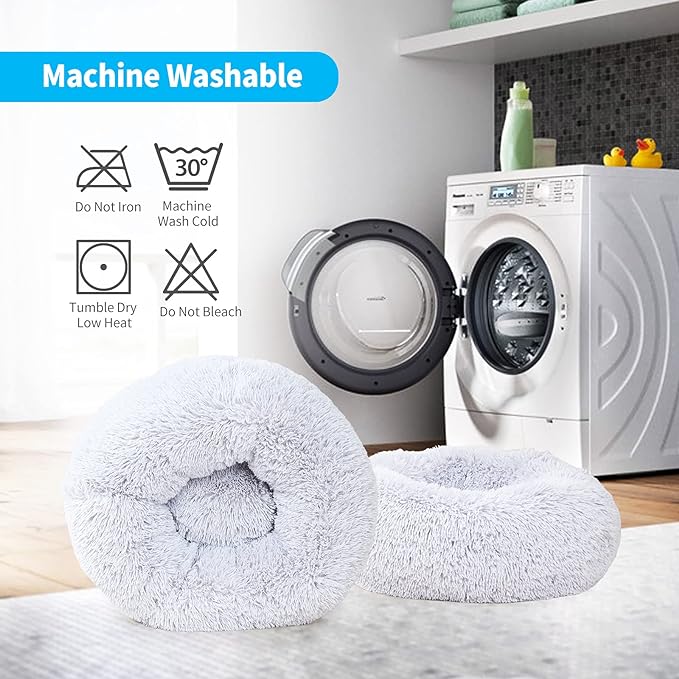nononfish Dog Bed for Small Dogs,Gray Cute Plush Dog Bed ,19 inches Anti Anxiety Puppy Bed Washable,Machine Washable Fits up to 15 lbs Pets Beds for Small Dog.