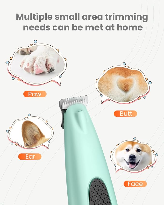 Dog Paw Trimmer with LED Light, Ultra-Low Noise Paw Trimmer for Dogs, Cordless Dog Clippers for Grooming with LED Display, Type-C Rechargeable Pet Clippers for Pads, Ears, Eyes, Face, Rump