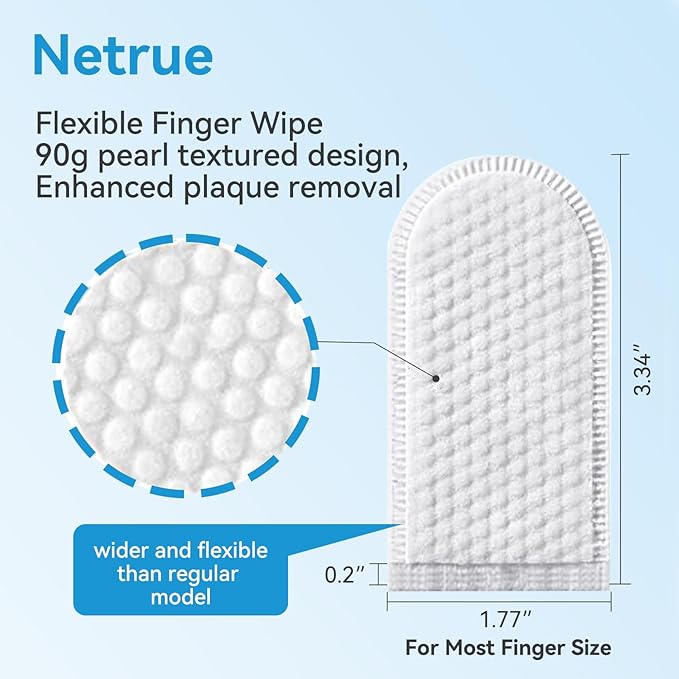 Netrue Dog Teeth Cleaning Wipes, Dog Dental Cleaning Finger Wipes for Dogs Teeth,Dog Tooth Wipes- Reduces Plaque & Freshens Breath (60 Count)