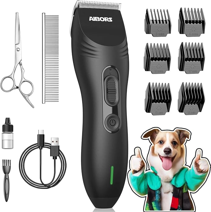 Dog Clippers for Grooming, 2200mAh Dog Shaver Clippers Kit Low Noise, Rechargeable Cordless Electric Trimmer Quiet Hair Clippers Set for Dogs Cats Pets