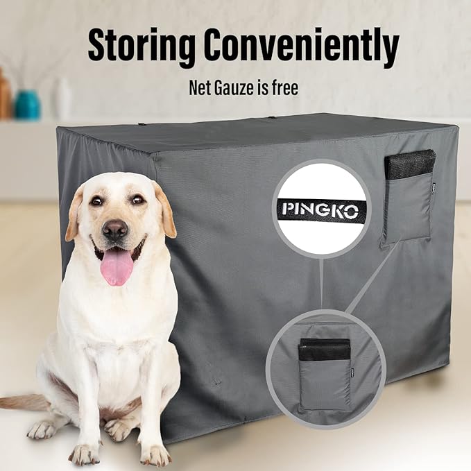 PINGKO Durable Dog Crate Cover-Water Resistant Breathing Lightweight 600D Polyester Fits for 36 42 48 Inches Wire Pet Kennel Covers (42 Inch)