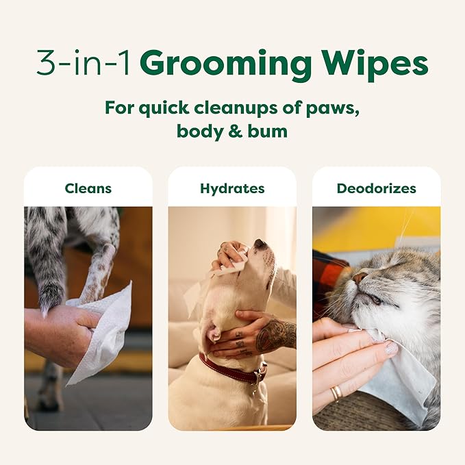 Earth Rated Pet Grooming Wipes for Dogs and Cats, Hypoallergenic, 3-in-1 Cleaning, Deodorizing and Hydrating, for Paws, Body and Butt, New White Tea and Basil Scent, 400 Count