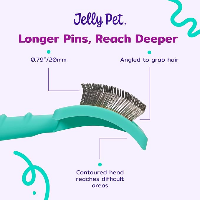 Jelly Pet Universal Slicker Brush for Dogs, Grooming Brush, Remove Tangles and Dead Undercoat, Tuffer Than Tangles, Doodle Huskie Sheep Dog Golden Retriever German Shepherd, Firm Pins, Teal, Large