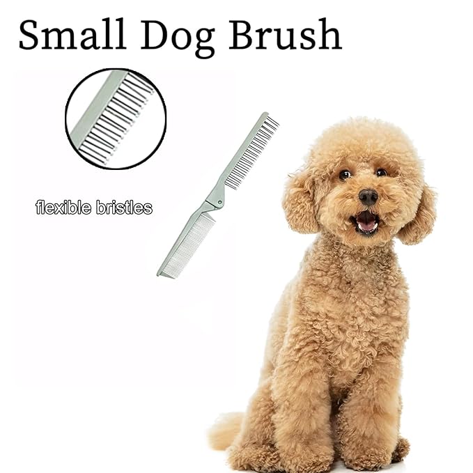 Folding Small Dog Grooming Brush - Perfect for Shih Tzus, Yorkies, and Maltipoos - Ideal Puppy Hair Brushes for Maltese and Small Breeds(Green)
