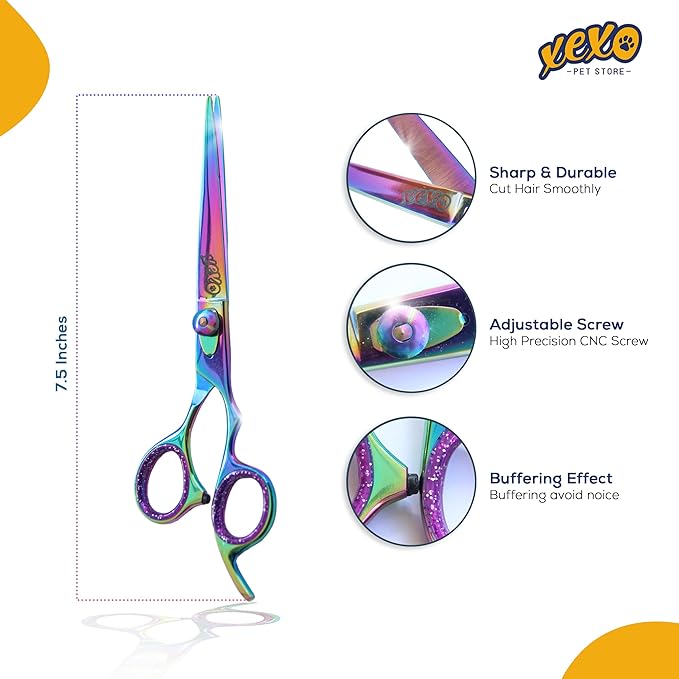 Straight Dog Scissors - Essential Scissors for Pet Grooming - 7.5" Right Handed Sharp Stainless Steel Shear
