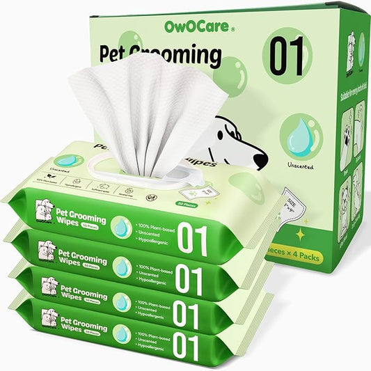 Dog Wipes for Paws and Butt, Plant-Based Large Pet Wipes for Dogs/Cats Hypoallergenic, 8X9 Inch Easy to Use Dog/Cat/Puppy Cleaning Grooming Wipes, Gentle, Degradable (200 Count,Unscented)