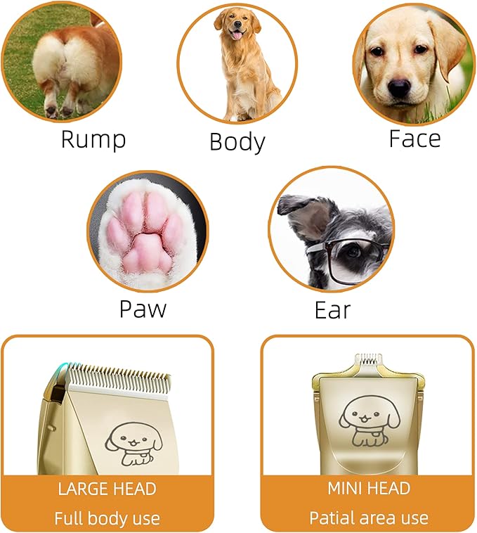 2 in 1 Pet Paw Hair Trimmer for Medium and Large Dogs Electric Multi Cat Hair Clipper for Thick Coat Cordless Puppy Grooming Clippers Rechargeable Hair Clippers for Child Kid Adults