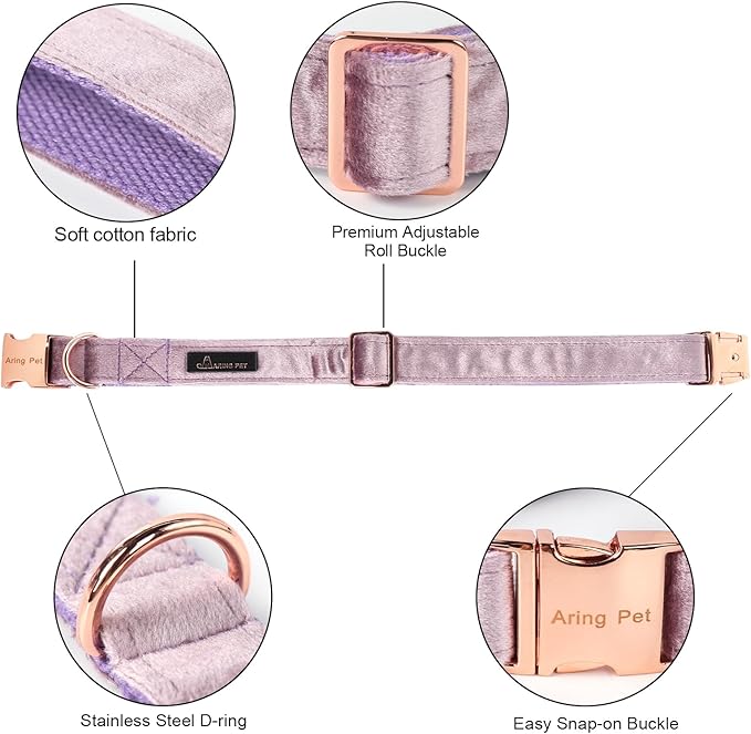 ARING PET Bowtie Dog Collar-Velvet Dog Collars with Removable Bowtie, Adjustable Bowtie Collar for Girl and Boy Dogs.