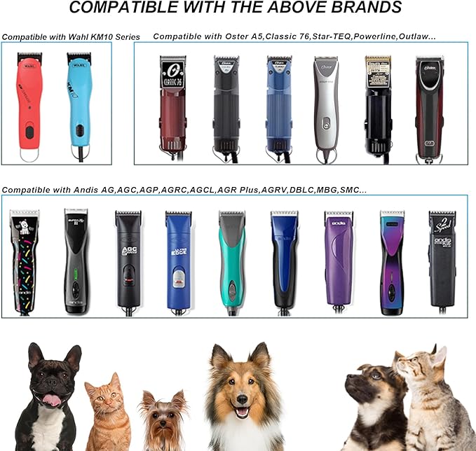 5FC Detachable Pet Clipper Replacement Blades Compatible with Andis/Oster A5/Wahl KM10 Series Dog Clipper,Made of Ceramic Blade & Stainless Steel Blade,Size 5FC Cut Length 1/4-Inch(2 Pack)